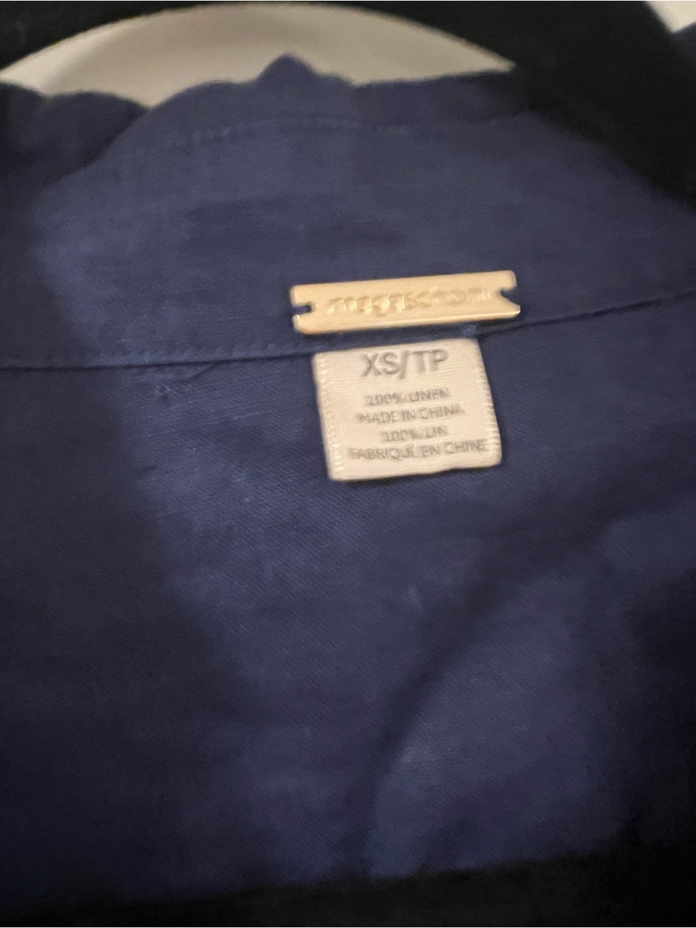 Magaschoni Navy Button-Front Midi Shirt Dress with Tie Waist - Picture 3 of 4